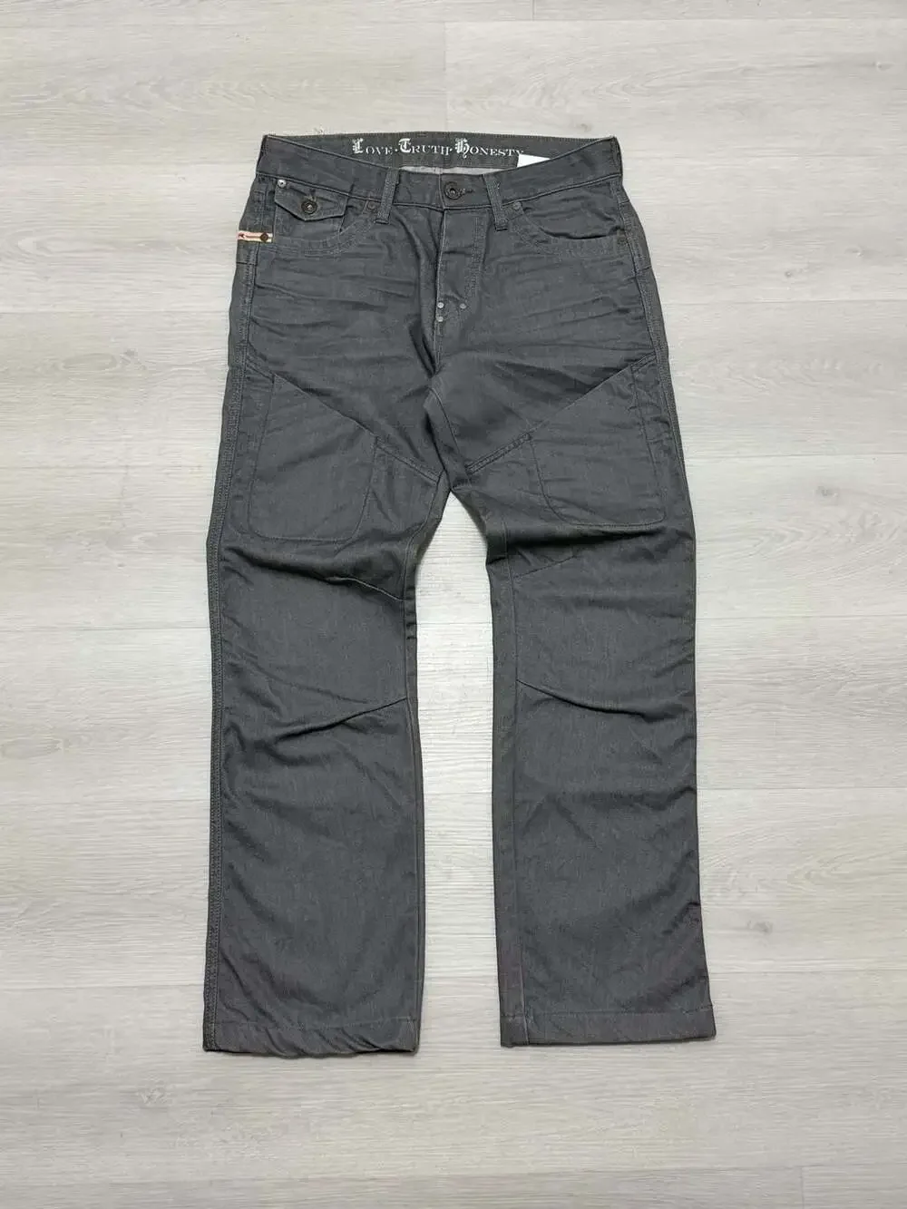 Parasuco Mens Gray Herringbone Twill Utility Cargo Flap Pockets #9BRASCO 32